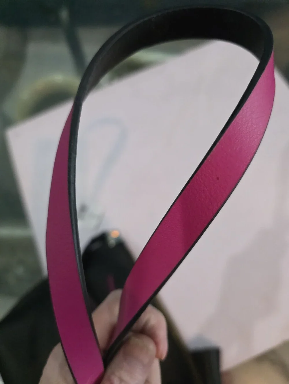 kate spade Black Leather Crossbody with Pink Strap and Gold Hardware